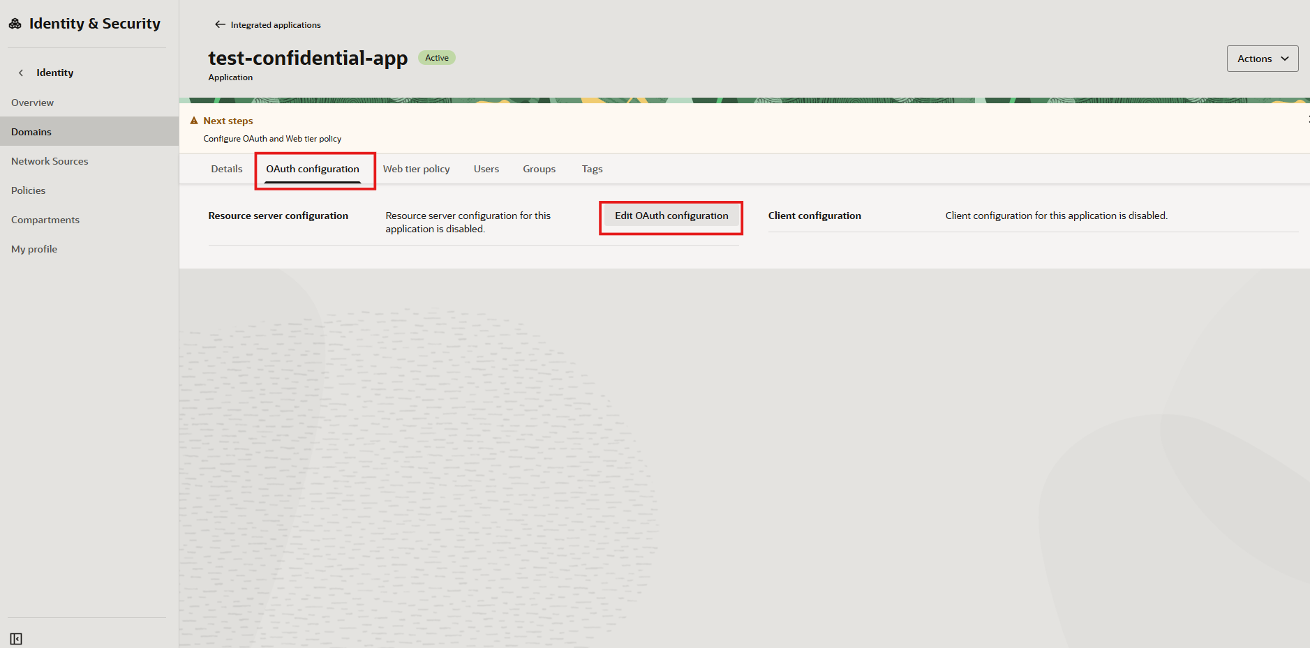 Edit OAuth configuration